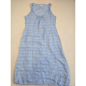 Eileen Fisher Blue Sleeveless Maxi Dress M 100% Linen & Cotton Lining